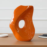 Orange Ceramic Vase for Pampas Grass, 11 Inch Donut Modern Vase for Flowers, ... Pampas Grass