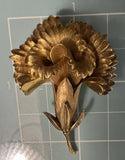 VTG Rare Crown Trifari 3D Brushed Gold Tone Carnation Flower Brooch * Read Carnation