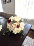 Bride Bouquet and Bridesmaid Bouquets Set of 2 for Wedding Red White Green Faux Bouquet