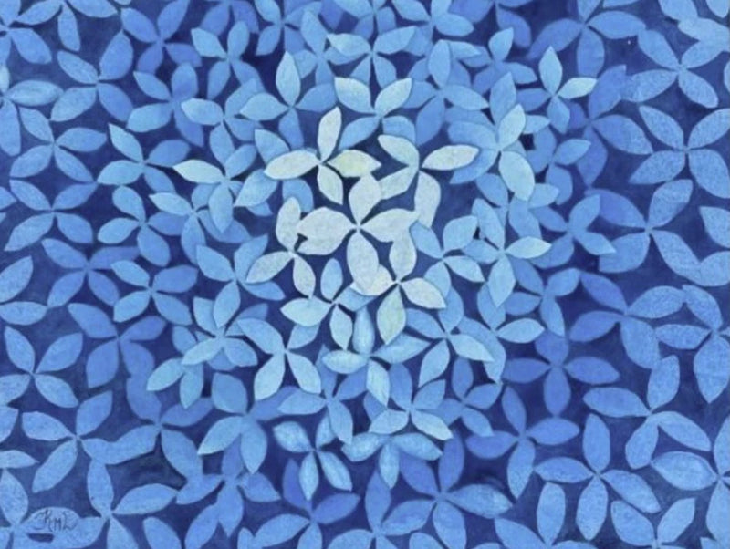 PAINTING WATERCOLOR 11X14 ad DOUBLE WHITE MAT 16X20 FLOWER HYDRANGEA BLUE ART Hydrangea
