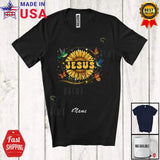 Custom Name Jesus; Lovely Sunflower Flowers With Hummingbirds Butterflies Shirt Sunflower