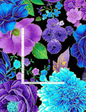 PREMIUM FABRIC - UTOPIA ALL OVER BLUE METALLIC FLORAL- 1 1/3 YARDS Flowering Plants