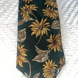 Surrey Mens silk tie floral daisy sunflower green made in USA Sunflower