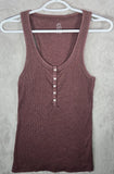 Aerie Henley Tank Top Size Medium Pink Real Soft Ribbed Racer Back Coquette Y2K Roses