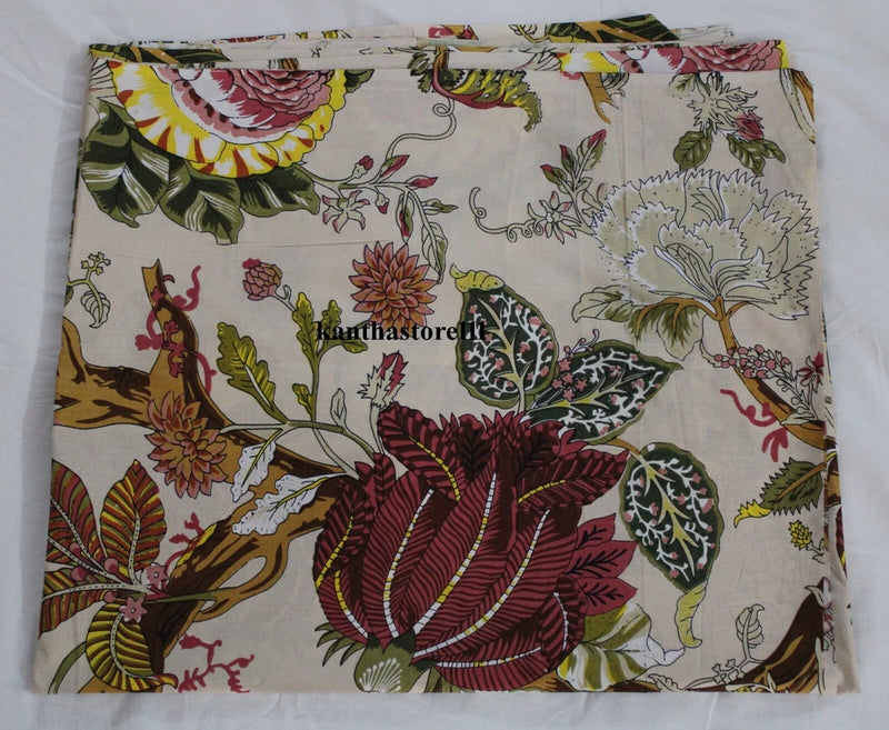 fabric by the yard handmade cotton quilting floral fabric Indian fabric for bed Flowering Plants