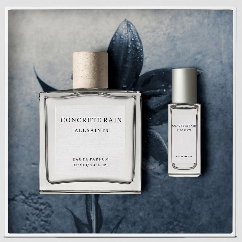 Allsaints Concrete Rain eau de parfum gift set with full bottle and 10 ml mini vial