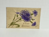 Postcard Happy Birthday Greeting Glitter Carnation Flower A56 Carnation