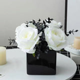 Artificial Flowers with Small Ceramic Vases, Roses in Vases Plastic Artificial F Hydrangea