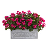 Bougainvillea faux Plant In Stone Planter Natural 30Ó Decor Green Plant