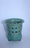 Oriental Style Mint Blue Glazed with Daisy Flowers Design 5"Dia x 5"H Orchid Pot Orchids