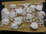 5 Meter White Fishing Line Pearls Beaded Ribbon Flower Garland Bouquet Wedding Bouquet