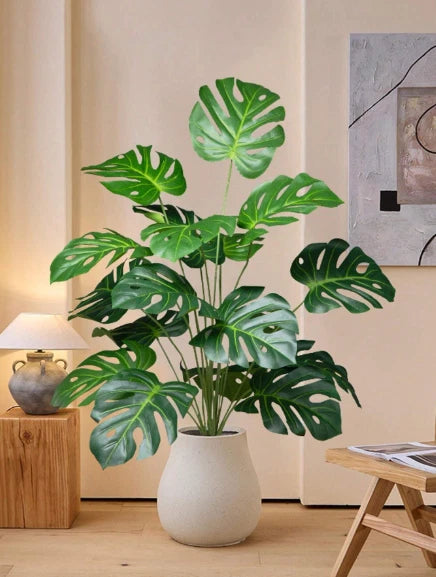Artificial Monstera Plant 65cm Tall with 18 Leaves Ð No Pot Ð Indoor Decor Green Plant