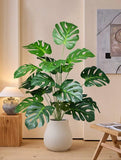 Artificial Monstera Plant 65cm Tall with 18 Leaves Ð No Pot Ð Indoor Decor Green Plant