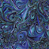 Timeless Treasures - Escapade - Abstract Marble W/ Metallic Gold - Indigo, BTY Flowering Plants