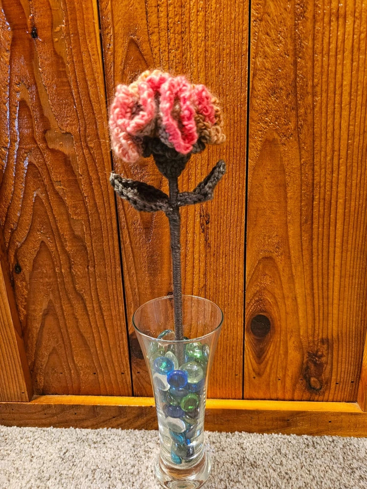 Pink Multi-Colored Crochet Carnation Flower (vase not included) Carnation