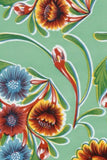 Oilcloth Fabric Beautiful Blooms Aqua Pattern Sold in Yard or Bolt Flowering Plants