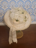 Vintage 1950Õs CINDERELLA White  Millinery Carnation Floral  Hat Carnation