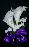 Wedding double or single calla lily mother's or grandma's corsage purple Lily
