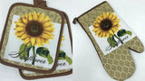 4 Pc SUNFLOWER Set Oven Mitts Potholders Kitchen Decor Set Sunflower