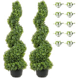Uimoso 2pcs 4' Artificial Topiary Spiral Tree Faux Plant In/Outdoor Home Decor Green Plant