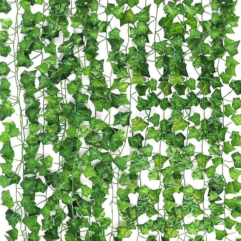 12-piece artificial ivy leaf hanging plants with green vine foliage leaves