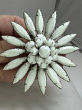 Flower Sunflower Milkstone 1930s Vintage Silver Brooch Pin M-4900 Sunflower
