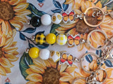4 bead sunflower  and Butterfly  Keychain 's Sunflower