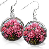 Pink Carnations Flower Earrings Watercolor Art Print January Birth Month Flower Carnation