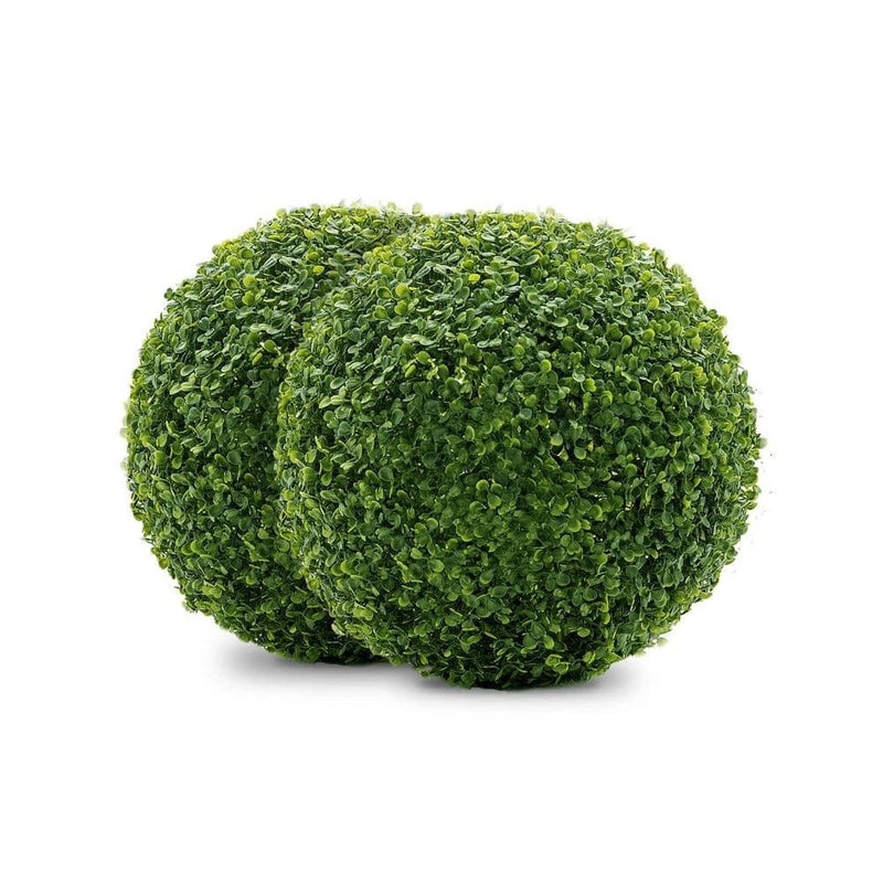NATURAE DECOR Boxwood 13 in. Artificial Foliage Ball Hedges 2 Pieces Green Plant