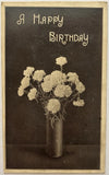 Antique "A Happy Birthday" Postcard Carnations Flowers Vase Floral Carnation
