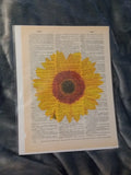 Sunflower Print On Dictionary Page Art Sunflower