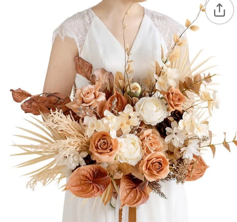 Ling's moment Terracotta 24"L 23"W Bridal Bouquet Cascading,  RV $160 Bouquet