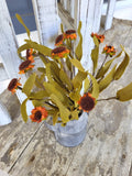 Primitive Faux Daisy Flower Stem  NWT Orange Farmhouse Country Daisies