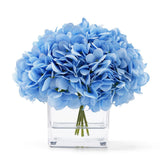 Silk Blue Artificial Hydrangea in Vase with Faux Water, Silk Flower Arrangeme... Hydrangea