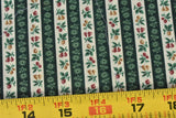 By 1/2 Yd, Vintage, Green & Cream Floral Stripe Cotton, Cranston, B1725 Flowering Plants