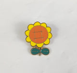 Metal Enamel Lapel Pin Pinback Sunflower Flower Orange Yellow Green Summertime Sunflower