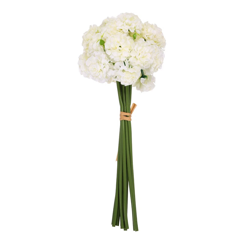 Artificial Ball Hydrangea Silk Flower with Bendable Stems, White Dried Flower