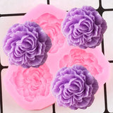 Peony Flower Silicone Mold Wedding Cupcake Topper Fondant Cake Decorating Tool Peony
