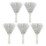50 Pcs 4mm Pearl String Bouquet Pearl Stick Stems Bouquets Garland Spray, Silver Bouquet