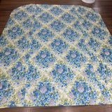 Vintage 1970s Blue/ Purple bedspread white full quilt Hydrangea Flower blanket Hydrangea