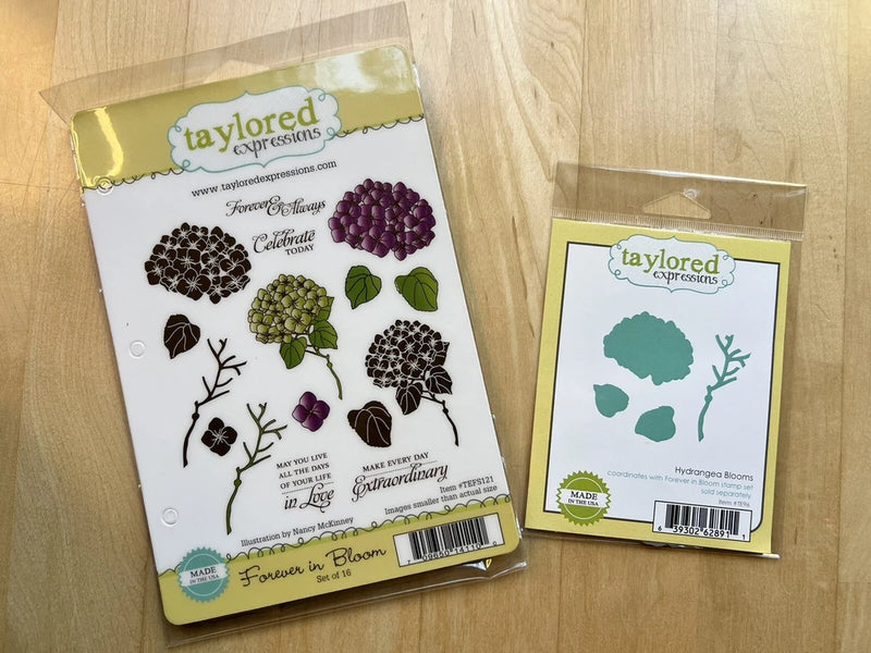 Taylored Expressions Forever in Bloom Rubber Stamp Set & Hydrangea Blooms Die Hydrangea