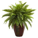 Nearly Natural Boston Fern Artificial Plant In Decorative Planter Home Decor Green Plant