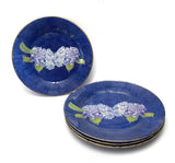 Leslie Linsley Nantucket MA Set of 4 Hydrangea Decoupage Glass Dinner Plates Hydrangea