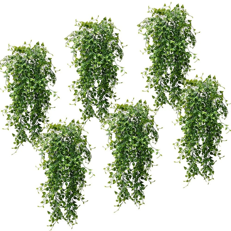 Artificial hanging ivy plant with dense green cascading vines, 32 in