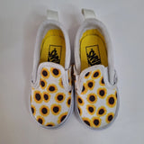 VANS TODDLER GIRLS SIZE 6.5 SUNFLOWER SLIP ON SNEAKERS WHITE YELLOW FLATS Sunflower