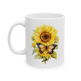 Floral Sunflower Butterfly Easter Mug Coffee Cup Sunflower