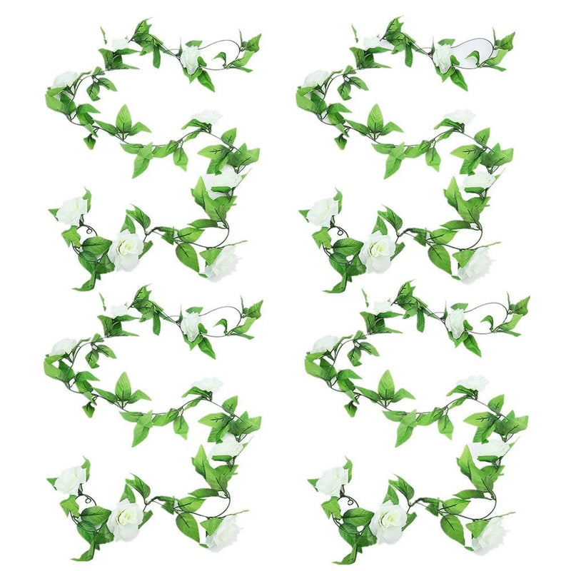 4 Pack 78ft Artificial Rose Vines with Green Leaves Fake Flowers Plants Hangi... Flowering Plants