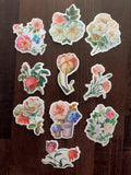 STICKERS x 10 Flowers Roses Poppy Gardenia Carnation Flower Tulip FI1 Carnation