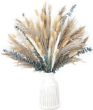 120PCS Dried Pampas Grass Bouquet w/ Eucalyptus Rustic Boho Wedding Decor Pampas Grass
