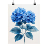 Boho Blue Hydrangea Flower Art Print Poster, Minimalist Floral Wall Art 1 Hydrangea